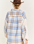 Jade By Jane Multi Plaid Fuzzy Sleeve Jacket