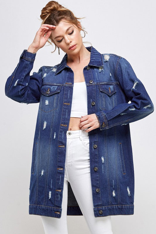 Blue Age Denim 3/4 Quarter Sleeve Distressed Jacket