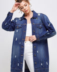 Blue Age Denim 3/4 Quarter Sleeve Distressed Jacket