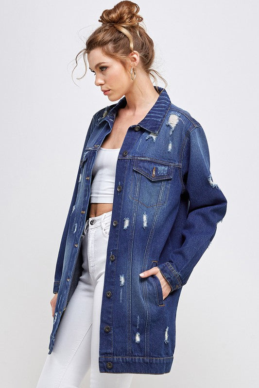 Blue Age Denim 3/4 Quarter Sleeve Distressed Jacket