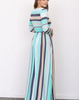 Quarter Sleeve Stripe Maxi Dress