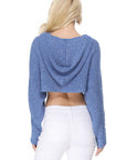 Long Sleeve Knit Cropped Sweater Top Hoodie