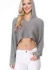 Long Sleeve Knit Cropped Sweater Top Hoodie