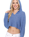 Long Sleeve Knit Cropped Sweater Top Hoodie