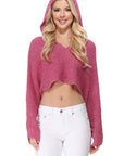 Long Sleeve Knit Cropped Sweater Top Hoodie