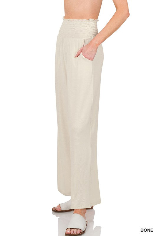 Zenana Smocked Waistband Lounge Pant - Online Only