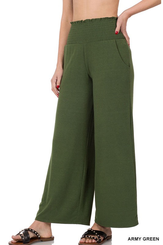 Zenana Smocked Waistband Lounge Pant - Online Only