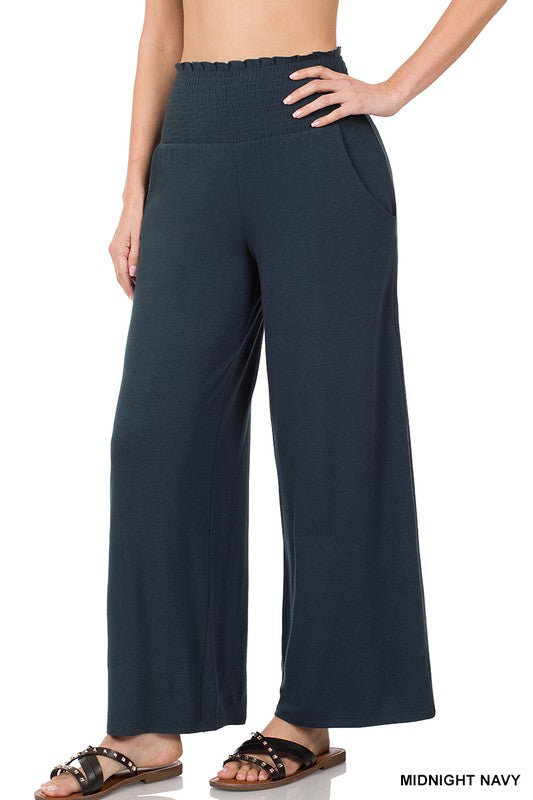 Zenana Smocked Waistband Lounge Pant - Online Only