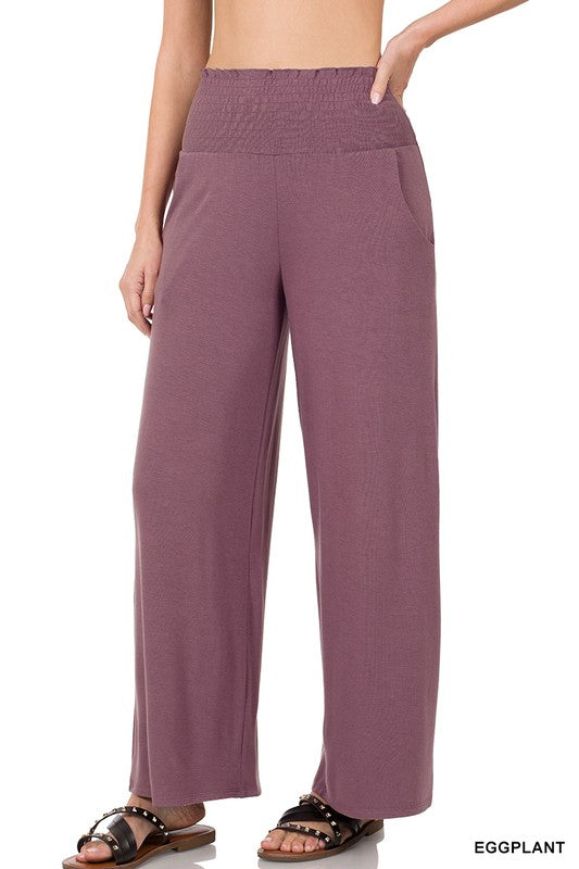 Zenana Smocked Waistband Lounge Pant - Online Only