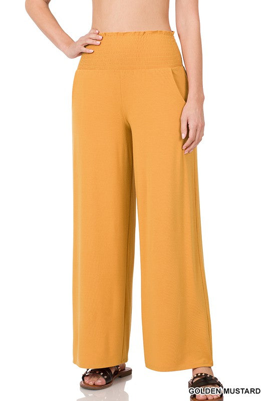 Zenana Smocked Waistband Lounge Pant - Online Only