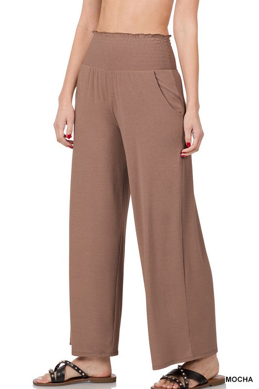 Zenana Smocked Waistband Lounge Pant - Online Only