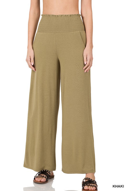 Zenana Smocked Waistband Lounge Pant - Online Only