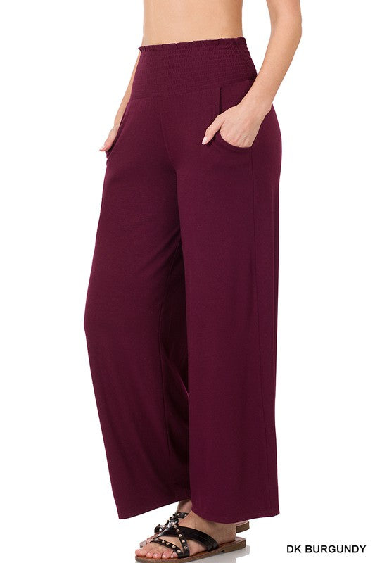 Zenana Smocked Waistband Lounge Pant - Online Only