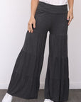 Solid Tiered Wide Leg Pants