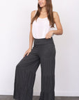 Solid Tiered Wide Leg Pants