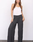 Solid Tiered Wide Leg Pants