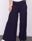 Solid Tiered Wide Leg Pants