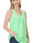 Zenana Woven Airflow V-Neck Sleeveless Top