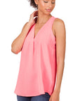 Zenana Woven Airflow V-Neck Sleeveless Top - Online Only