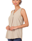 Zenana Woven Airflow V-Neck Sleeveless Top