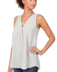 Zenana Woven Airflow V-Neck Sleeveless Top