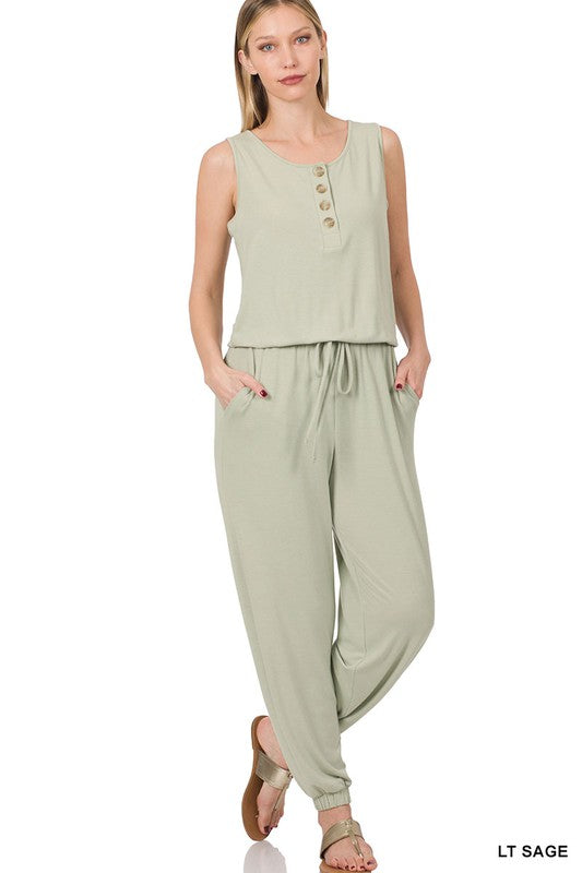 Zenana Sleeveless Jogger Jumpsuit