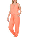 Zenana Sleeveless Jogger Jumpsuit - Online Only