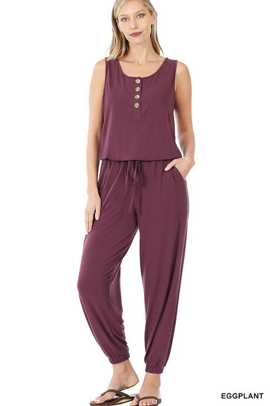 Zenana Sleeveless Jogger Jumpsuit - Online Only