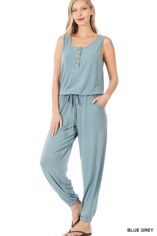 Zenana Sleeveless Jogger Jumpsuit - Online Only