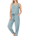 Zenana Sleeveless Jogger Jumpsuit - Online Only