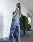 Artemis Vintage |Adjustable Strap Waistband Barrel Jeans