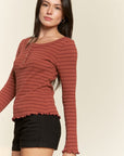 Jade By Jane Round Neck Striped Top