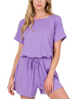 Zenana Brushed Romper in Fuchsia with Pockets - Online Only