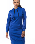 Midi Hoodie Dress by Claude in Blue