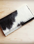 Hair-on-Hide Leather Wallet- Spotted with White