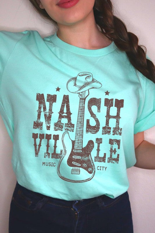 PLUS Nashville Western Cowboy Guitar Graphic T Shirts