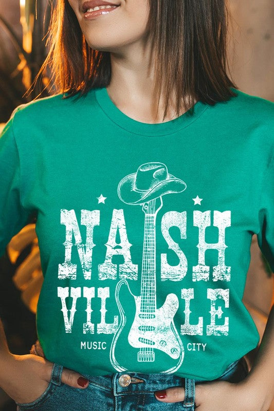 PLUS Nashville Western Cowboy Guitar Graphic T Shirts