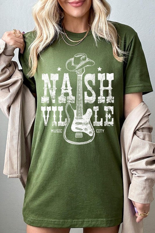 PLUS Nashville Western Cowboy Guitar Graphic T Shirts