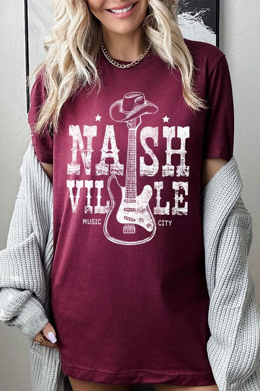 PLUS Nashville Western Cowboy Guitar Graphic T Shirts