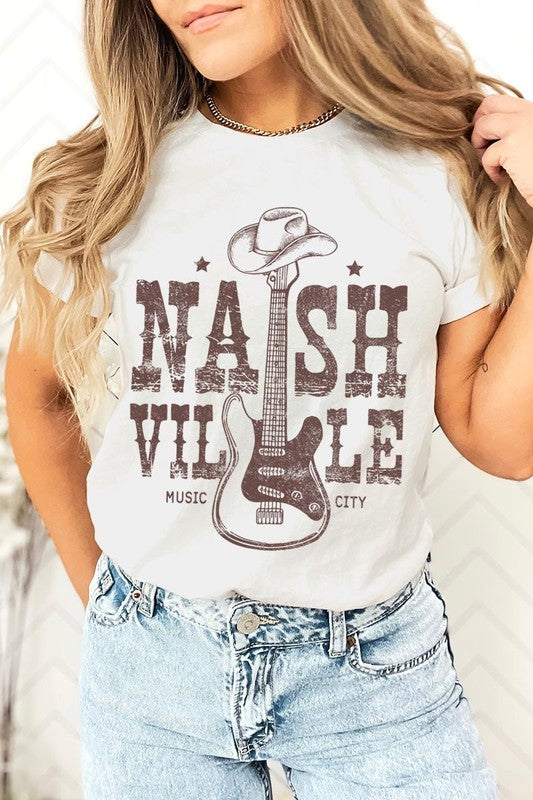 PLUS Nashville Western Cowboy Guitar Graphic T Shirts