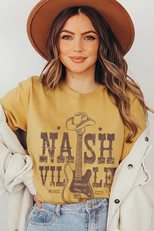 PLUS Nashville Western Cowboy Guitar Graphic T Shirts