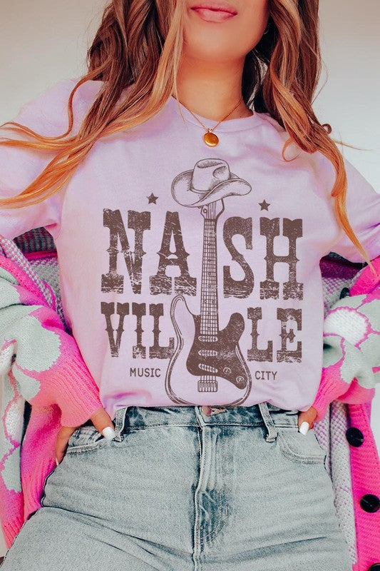 PLUS Nashville Western Cowboy Guitar Graphic T Shirts