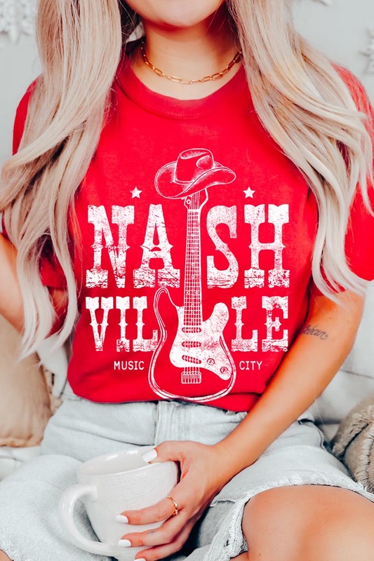 PLUS Nashville Western Cowboy Guitar Graphic T Shirts