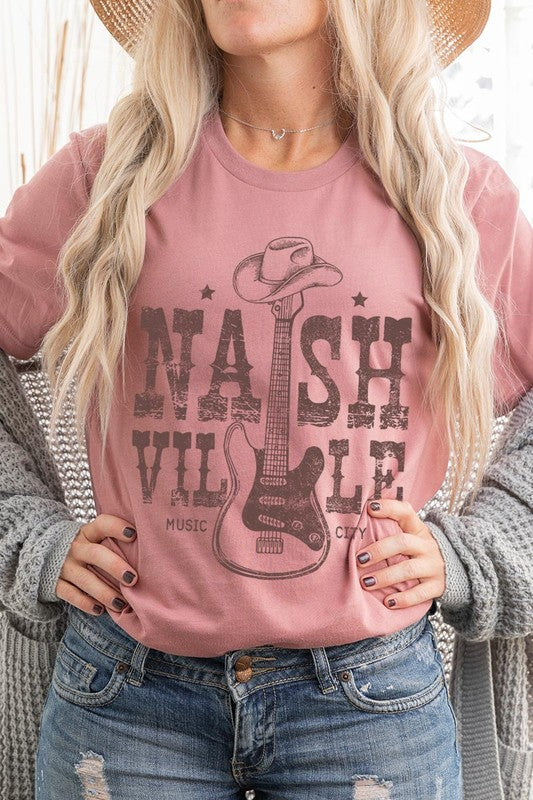 PLUS Nashville Western Cowboy Guitar Graphic T Shirts