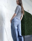 Artemis Vintage |Adjustable Strap Waistband Barrel Jeans