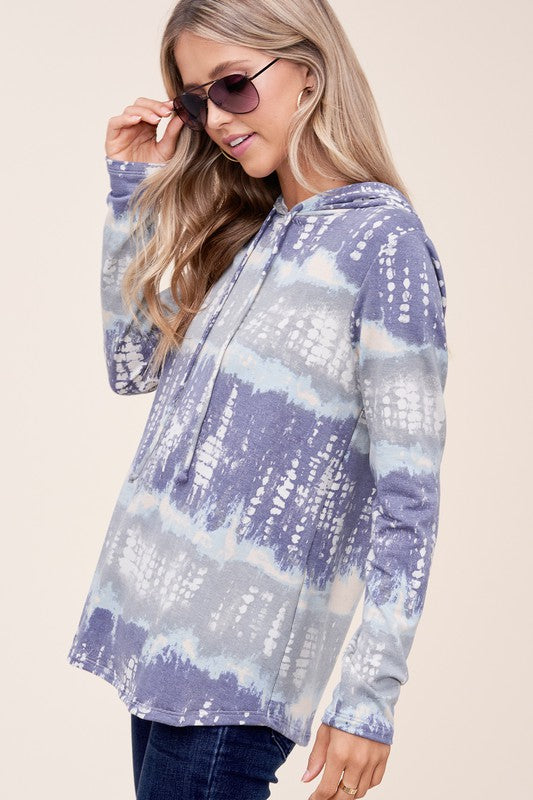 e Luna Terry Tie Dye Long Hoodie PLUS Top