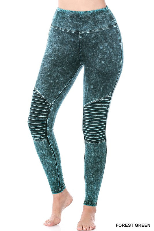Twisted Threads Boutique - Zenana Mineral Washed Moto Leggings