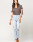 VERVET by Flying Monkey Super High Rise Distressed Crop Straight Jeans