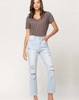 VERVET by Flying Monkey Super High Rise Distressed Crop Straight Jeans