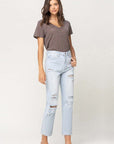 VERVET by Flying Monkey Super High Rise Distressed Crop Straight Jeans